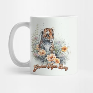Global Tiger Day, watercolor cub Mug